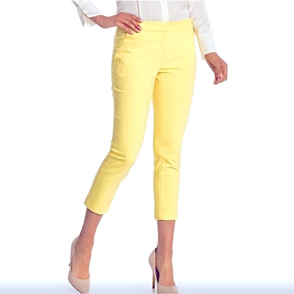 Women's Yellow Cropped Ponte Pants
